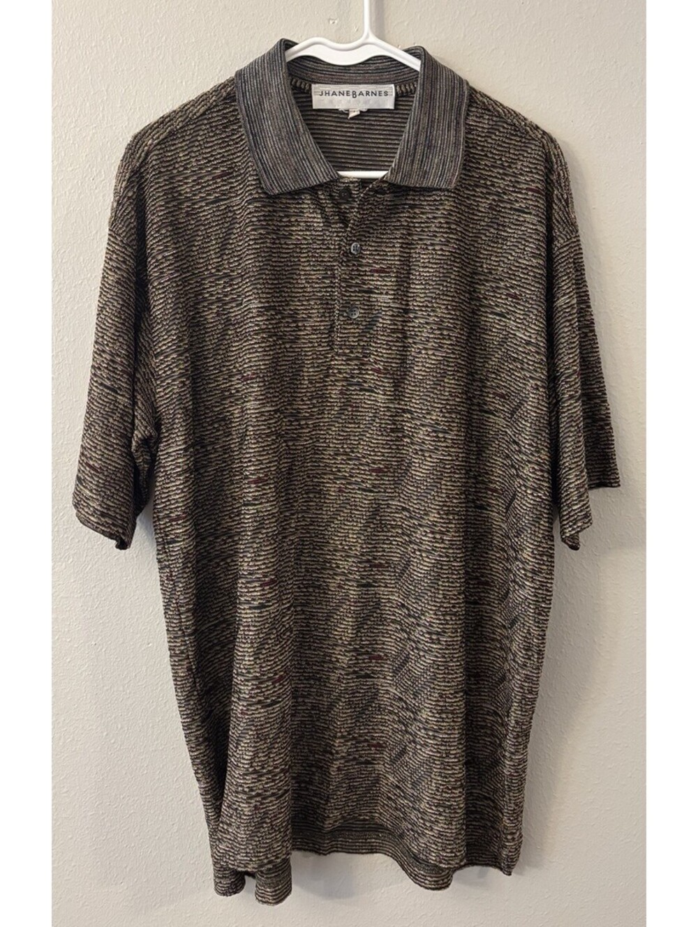 Jhane Barnes Polo Shirt Earth Tones Space Dye Retro Men’s Large